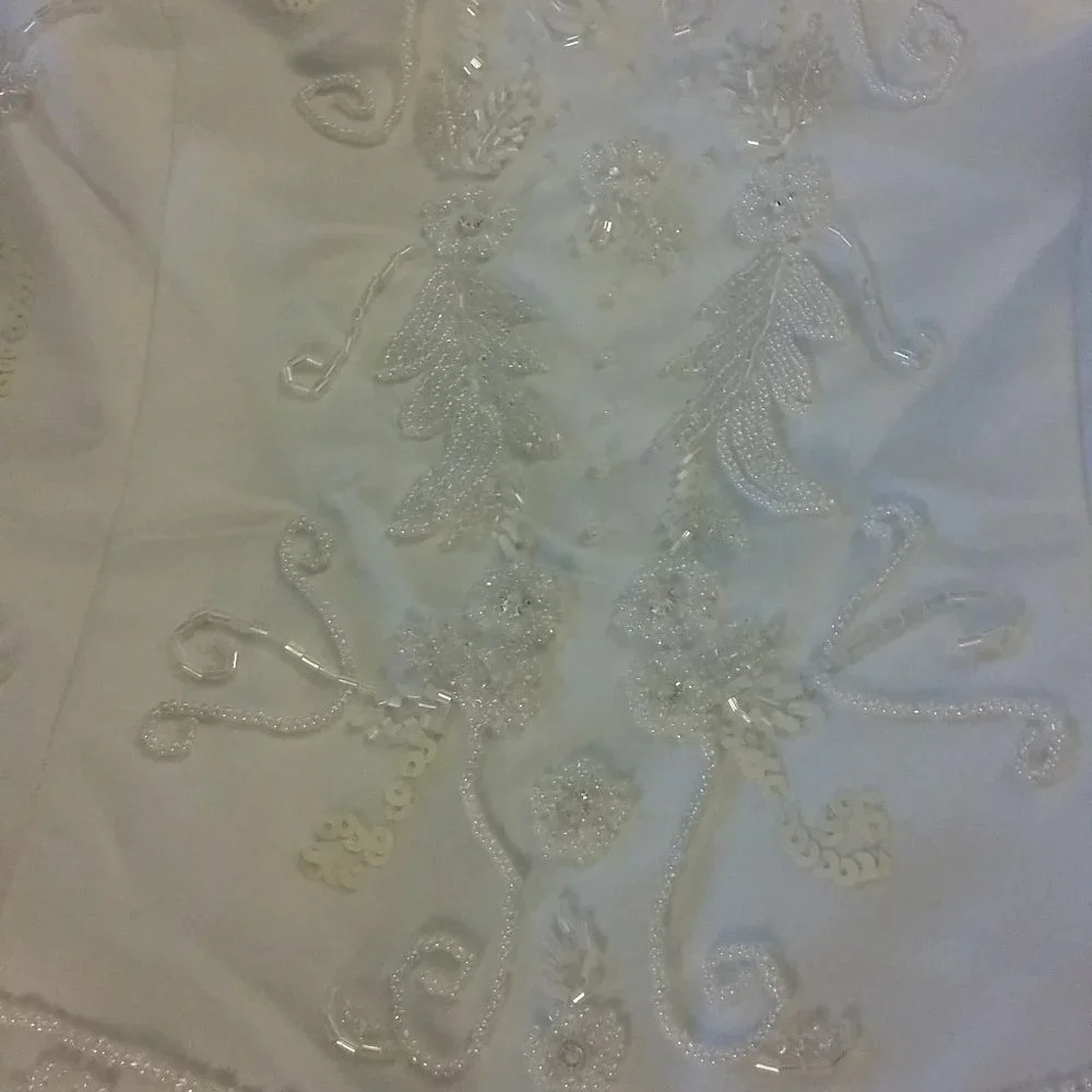Vintage Style Mori Lee Beaded Satin Gown in Soft White - Picture 6 of 12
